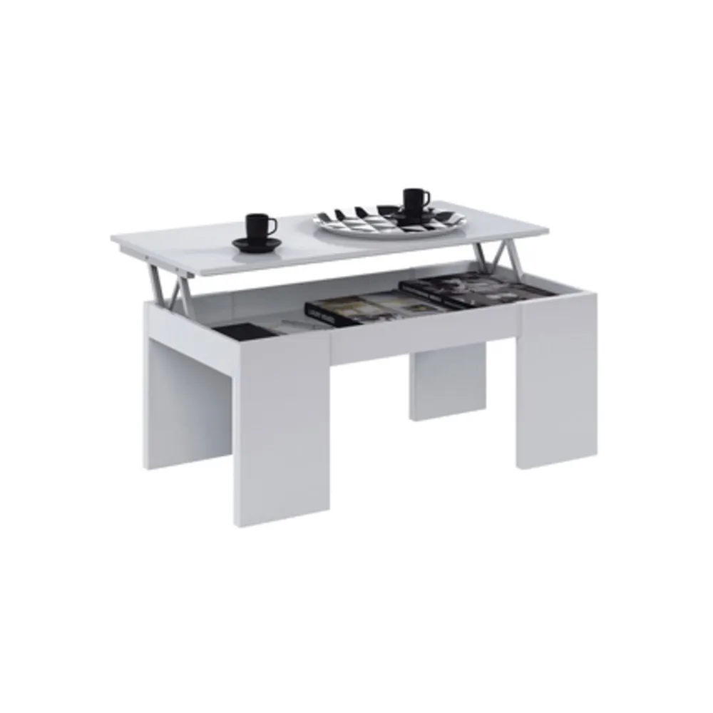 KIT TAVOLO CAFF ELEV 50X100X43/54H BIANCO LUCIDO