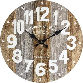 OROLOGIO DA PARETE IN LEGNO MDF STILE INDUSTRIAL Ø34CM